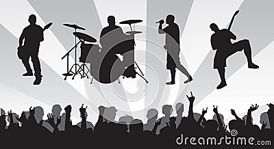 Band N Crowd Vector Illustration