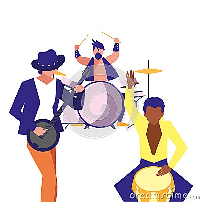 people musicians concert event design Cartoon Illustration