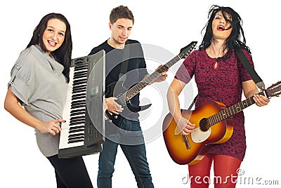 Band playing musical instruments Stock Photo