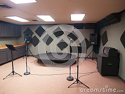 Band Rehearsal Space with Equipment Editorial Stock Photo
