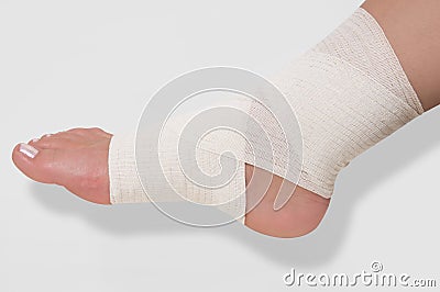 Bandage on the ankle Stock Photo