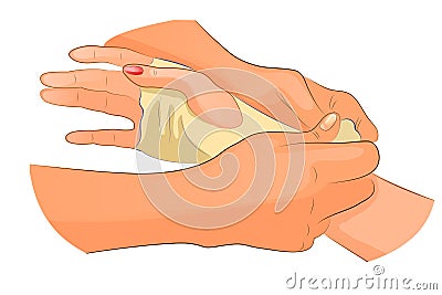 Bandage in case of injury of wrist joint Vector Illustration