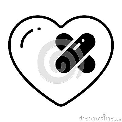 Bandage on heart vector of love wound easy to use Vector Illustration