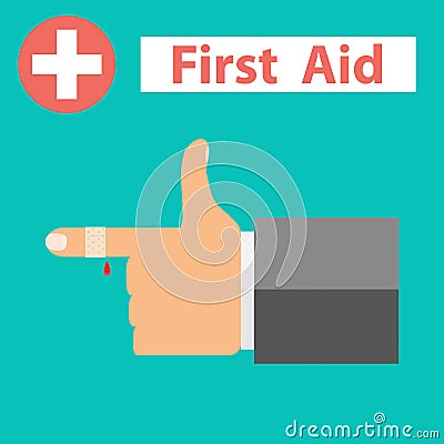 Bandaged finger, Cartoon Illustration