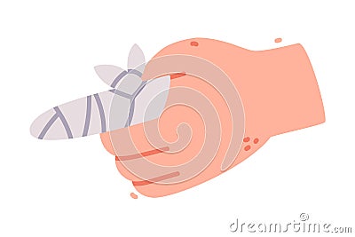 Bandaged Finger First Aid for Injured Body Part Vector Illustration Vector Illustration