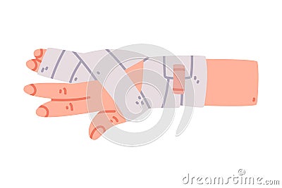 Bandaged Finger First Aid for Injured Body Part Vector Illustration Vector Illustration