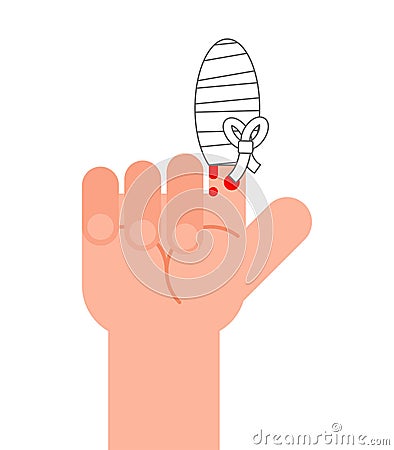 Bandaged finger isolated. Injury finger vector illustration Vector Illustration