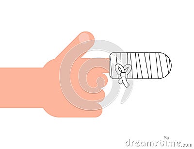 Bandaged finger isolated. Injury finger vector illustration Vector Illustration