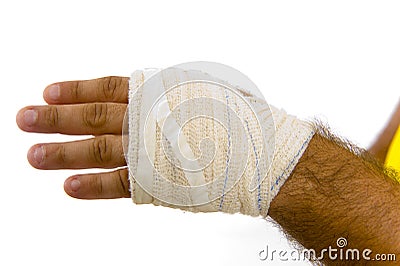 Bandaged hand Stock Photo