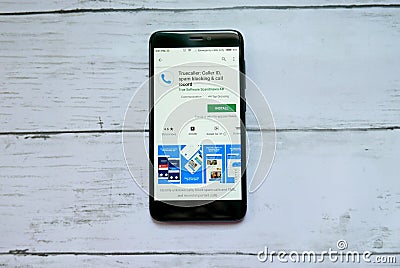 BANDAR SERI BEGAWAN,BRUNEI - JANUARY 21ST,2019 : Truecaller application on an android Google Play Store. Editorial Stock Photo