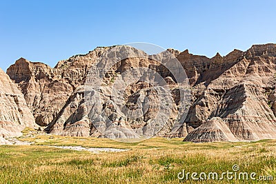 Banded Rocks near Saddle Pass Trailhead, Badlands National Park, South Dakota, USA Stock Photo
