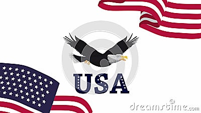 Banderas De Los Estados Unidos De América Y Vuelo Del águila Metrajes -  Vídeo de exterior, america: 219949030