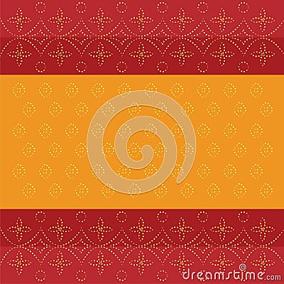 Bandhani bandhej traditional Indian pattern dotted design red orange background Vector Illustration