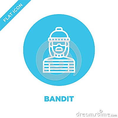 bandit icon vector from corruption elements collection. Thin line bandit outline icon vector illustration. Linear symbol for use Vector Illustration