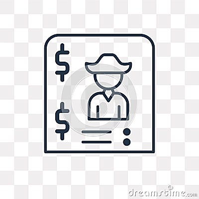 Bandit vector icon isolated on transparent background, linear Ba Vector Illustration