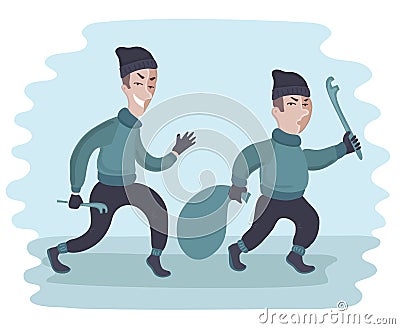 Bandits and hooligans - criminal nightlife. Vector illustration isolated on white. Vector Illustration