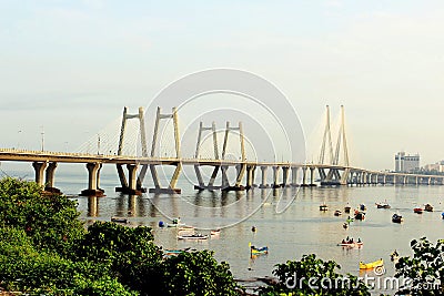 Bandra Worli sea link, also known as Rajiv Gandhi sea link, Mumbai, Stock Photo