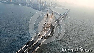 Bandra Worli Sea Link Helicopter View Stock Photo