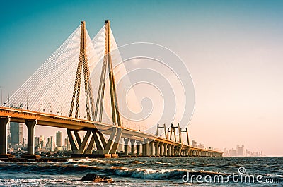 Bandra Worli Sea Link, Mumbai in the evening Stock Photo