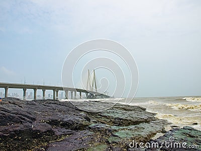 The Bandra-Worli Sea Link, officially called Rajiv Gandhi Stock Photo