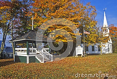 Bandstand with church and steeple Stock Photo