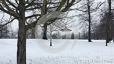 Bandstand Kensington Gardens in the snow Stock Photo