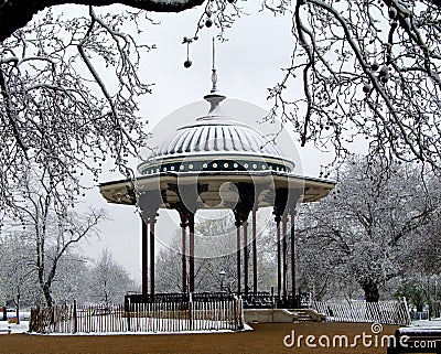 Bandstand in Snow Stock Photo