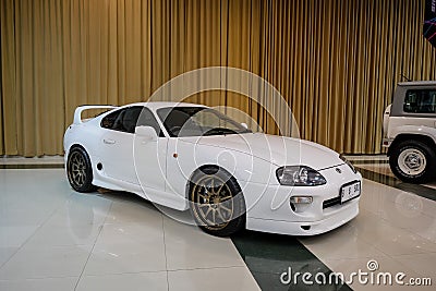 Modified white Toyota Supra A80 MK IV displayed in JDM fest 2023 Editorial Stock Photo