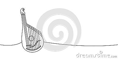 Bandura, string instrument one line continuous drawing. Musical instruments continuous one line illustration. Vector Vector Illustration