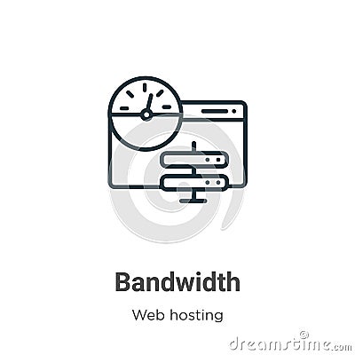 Bandwidth outline vector icon. Thin line black bandwidth icon, flat vector simple element illustration from editable web hosting Vector Illustration
