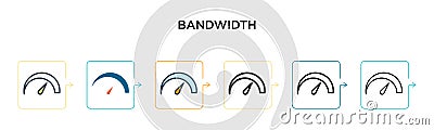 Bandwidth vector icon in 6 different modern styles. Black, two colored bandwidth icons designed in filled, outline, line and Vector Illustration