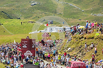 Banette Caravan in Alps - Tour de France 2015 Editorial Stock Photo