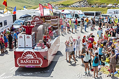 Banette Vehicle in Alps - Tour de France 2015 Editorial Stock Photo