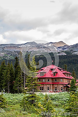 Historical Num-Ti-Jah Lodge at Bow Lake in Banff National Park Editorial Stock Photo