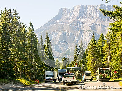 Banff and Jasper national park, Rocky mountain, tunnel mountain Editorial Stock Photo