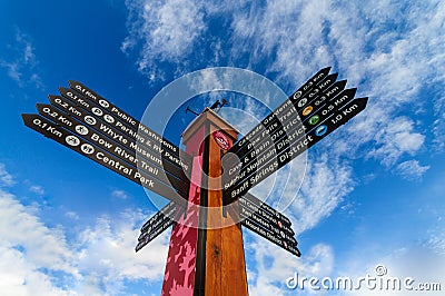 Banff town sights signs overwelming Stock Photo