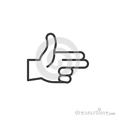 Bang bang hand gesture line icon Vector Illustration