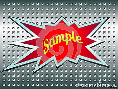 Bang label on the metal grid Vector Illustration