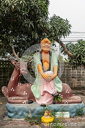 Pra Pin Tao Loo Pua Lo Tui, ninth Saint, at Wang Saen Suk monastery, Bang Saen, Thailand Editorial Stock Photo