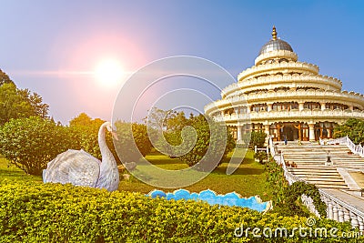 Bangalore, India - 08.012023: Ashram of Hindu spiritual master Sr Sri Ravi shankar. It's the main Ashram of Art of Editorial Stock Photo