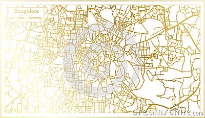 Bangalore India City Map in Retro Style in Golden Color. Outline Map Stock Photo