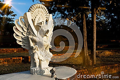 Bangalore, India - 10.01.2023: Close up Garuda Statue. Indian traditional symbol of hindu religion. Editorial Stock Photo