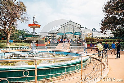 Lalbagh Botanical Garden and tourist people in Bangalore, India Editorial Stock Photo