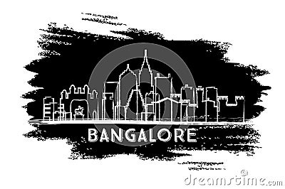 Bangalore India Skyline Silhouette. Hand Drawn Sketch. Stock Photo