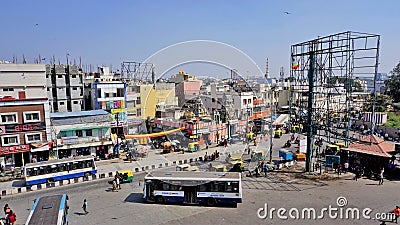 Bangalore,Karnataka,India-January 01 2023: Bangalore city from the Shivajinagar Busstand building Editorial Stock Photo