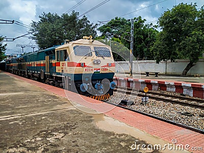 Closeup of Lottegollahalli Railway Station with Yellow and black Color Name Board Editorial Stock Photo