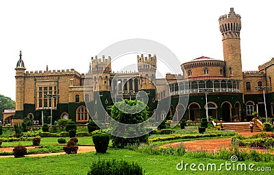 Bangalore palace view with beautiful garden. Editorial Stock Photo