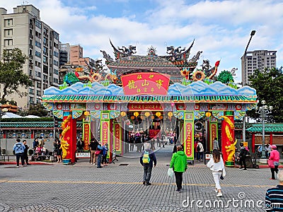 Bangka Longshan Temple, is a Chinese folk religious temple in Wanhua District Editorial Stock Photo