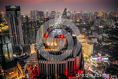 Bangkok Aerial view, above Sukhumvit and Thonglor district in Thailand Editorial Stock Photo