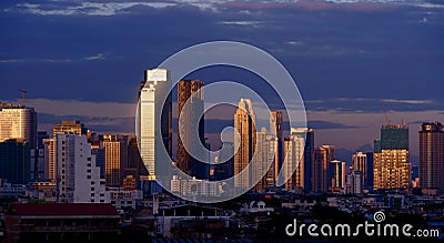 Bangkok Business District at Dusk Editorial Stock Photo